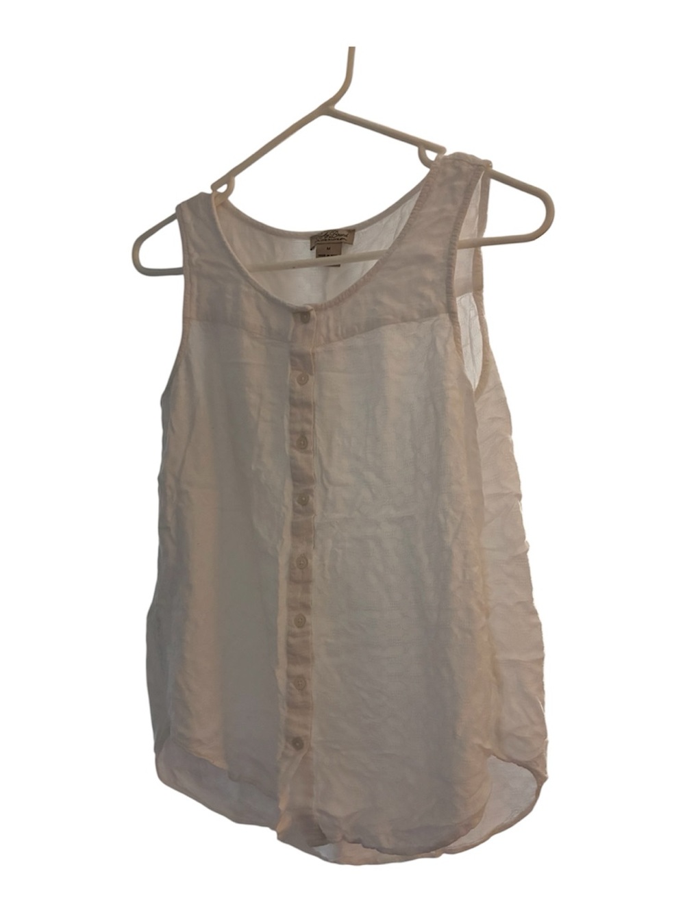 Lucky Brand White Sleeveless Button-Front Blouse